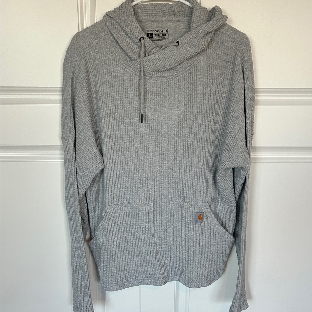 Carhartt Light Gray women’s waffle Hoodie Sweater